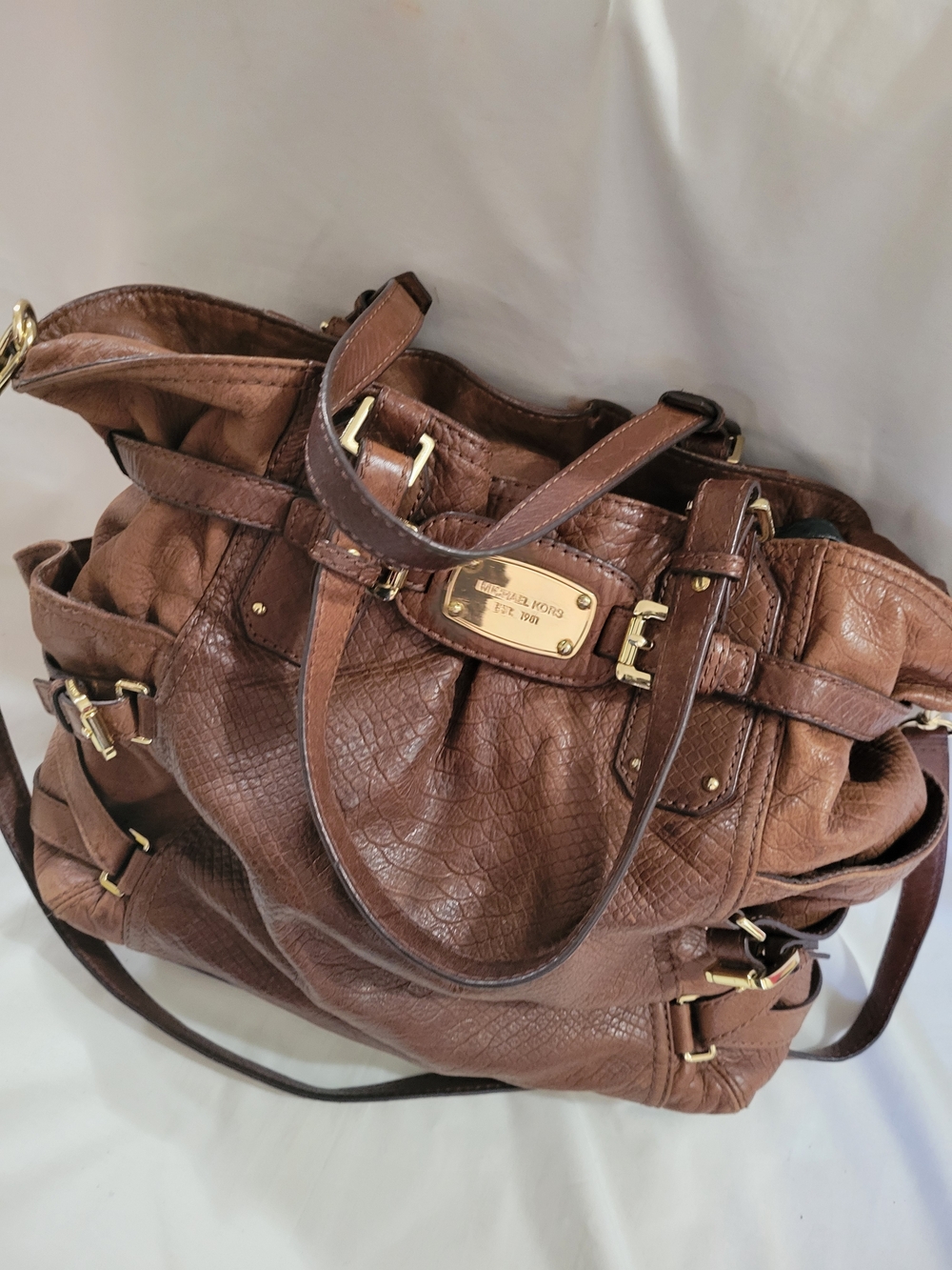 Michael Kors Brown Leather Tote with Gold Hardware